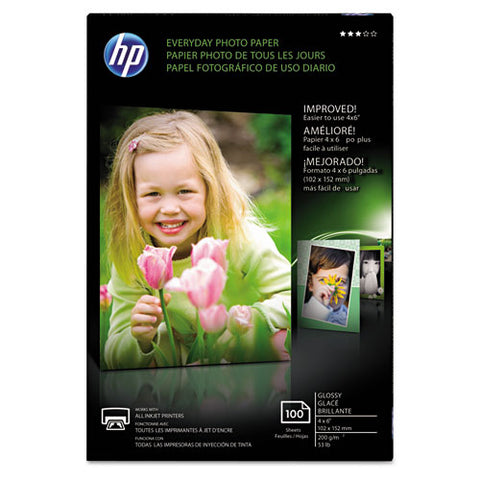 Everyday Glossy Photo Paper, 8 Mil, 4 X 6, Glossy White, 100-pack