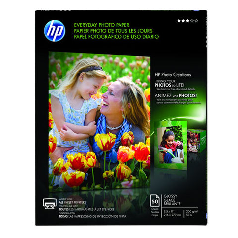 Everyday Photo Paper, 8 Mil, 8.5 X 11, Glossy White, 50-pack
