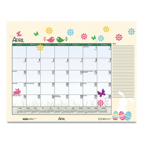 Earthscapes Seasonal Desk Pad Calendar, 22 X 17, Illustrated Holiday, 2021