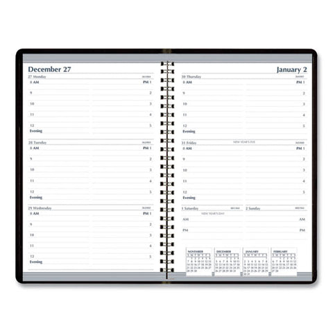 Recycled Weekly Appointment Book, 30-minute Appointments, 8 X 5, Black, 2021