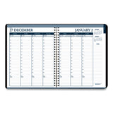 Recycled Wirebound Weekly-monthly Planner, 11 X 8.5, Black Leatherette, 2021