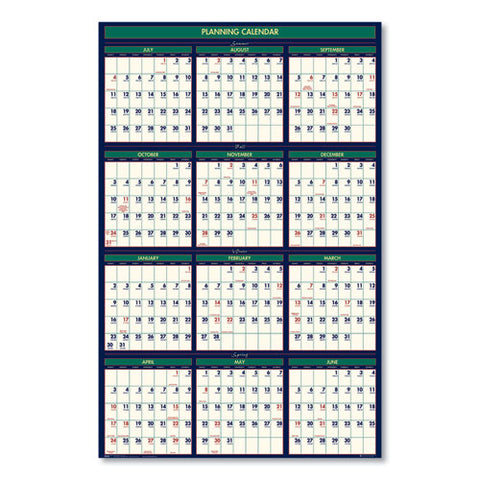 Recycled Four Seasons Reversible Business-academic Wall Calendar, 24 X 37, 2021-2022