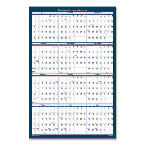 Recycled Poster Style Reversible Academic Yearly Calendar, 24 X 37, 2021-2022