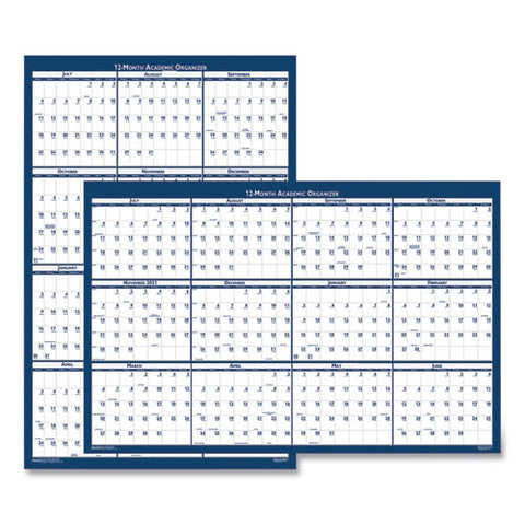 Recycled Poster Style Reversible Academic Yearly Calendar, 24 X 37, 2021-2022