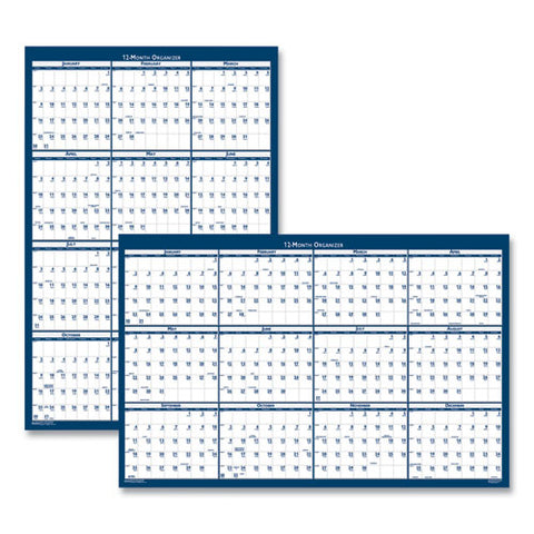 Recycled Poster Style Reversible-erasable Yearly Wall Calendar, 24 X 37, 2021