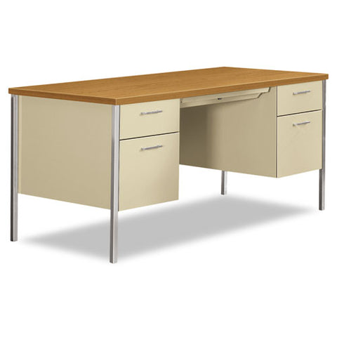 34000 Series Double Pedestal Desk, 60" X 30" X 29.5", Harvest-putty