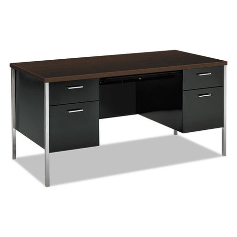 34000 Series Double Pedestal Desk, 60" X 30" X 29.5", Mocha-black