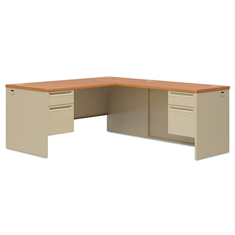 38000 Series Left Pedestal Desk, 66" X 30" X 29.5", Harvest-putty