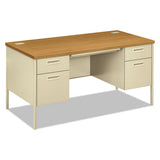 Metro Classic Series Double Pedestal Desk, Flush Panel Scs, 60" X 30" X 29.5", Harvest-putty