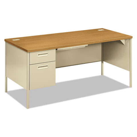 Metro Classic Series Left Pedestal "l" Workstation Desk, 66" X 30" X 29.5", Harvest-putty