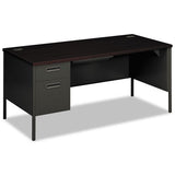 Metro Classic Series Left Pedestal "l" Workstation Desk, 66" X 30" X 29.5", Mahogany-charcoal