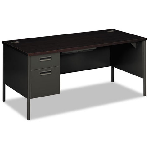 Metro Classic Series Left Pedestal "l" Workstation Desk, 66" X 30" X 29.5", Mahogany-charcoal