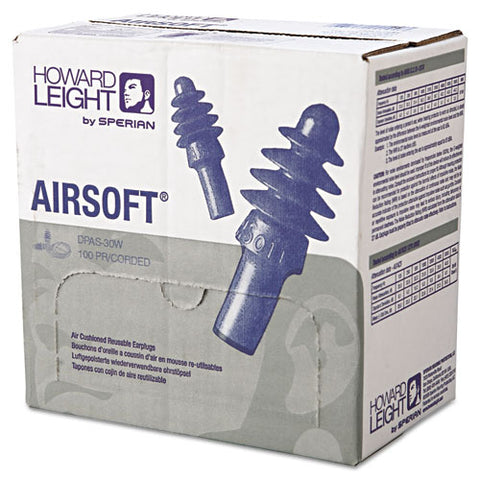 Dpas-30w Airsoft Multiple-use Earplugs, 27nrr, White Nylon Cord, Be, 100 Pairs