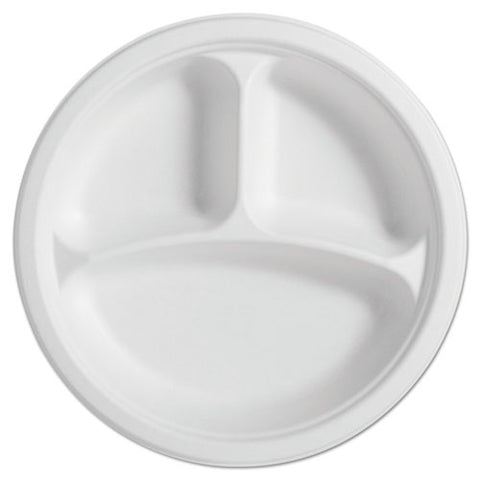 Paperpro Naturals Fiber Round Plates, 3-comp, 10 1-4", Natural, 125-pk, 4 Pk-ct