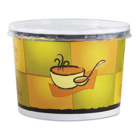 Streetside Squat Paper Food Container With Lid, Streetside Design, 12 Oz, 250-carton