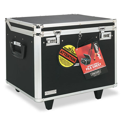 Locking Mobile File Chest, Letter-legal Files, 17.5" X 15.5" X 14.5", Black-chrome