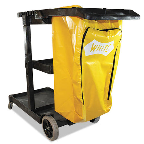 Janitorial Cart, Three-shelves, 20.5w X 48d X 38h, Yellow