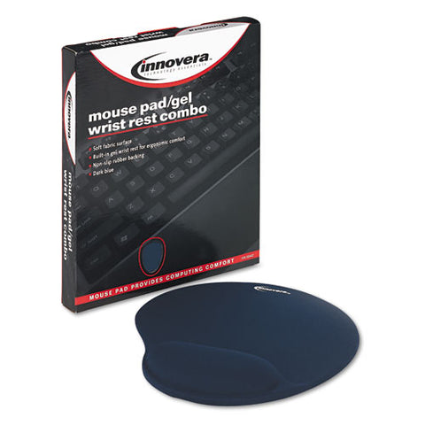 Mouse Pad W-gel Wrist Pad, Nonskid Base, 10-3-8 X 8-7-8, Blue