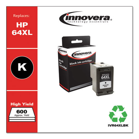 Remanufactured Black High-yield Ink, Replacement For Hp 64xl (n9j92an), 600 Page-yield
