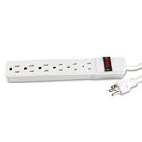 Six-outlet Power Strip, 15 Ft Cord, 1.94 X 10.19 X 1.19, Ivory