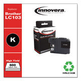 Remanufactured Black High-yield Ink, Replacement For Brother Lc103bk, 600 Page-yield