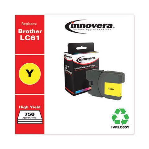 Remanufactured Yellow High-yield Ink, Replacement For Brother Lc65y, 750 Page-yield