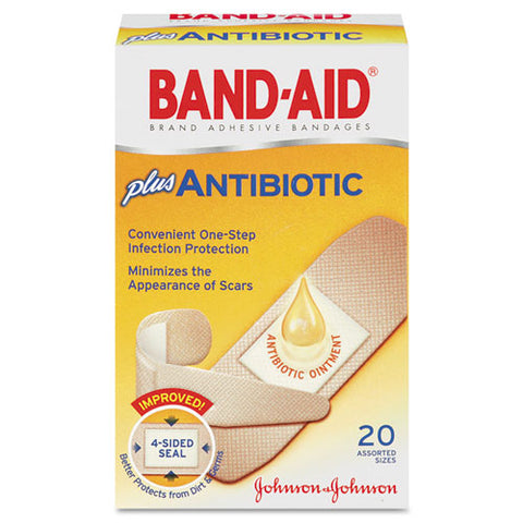 Antibiotic Adhesive Bandages, Assorted Sizes, 20-box