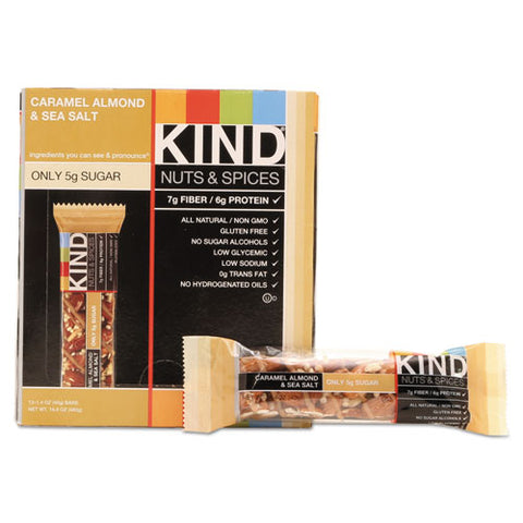 Nuts And Spices Bar, Caramel Almond And Sea Salt, 1.4 Oz Bar, 12-box