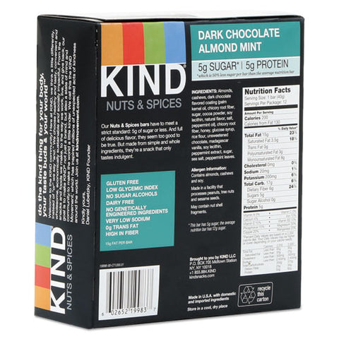 Nuts And Spices Bar, Dark Chocolate Almond Mint, 1.4 Oz Bar, 12-box