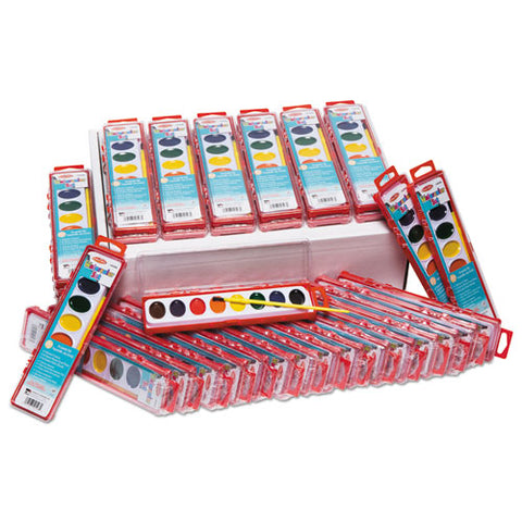 Charles Leonard Watercolor Paint Pans, 1 Oz, 8 Assorted Colors-tray, 36 Trays-set