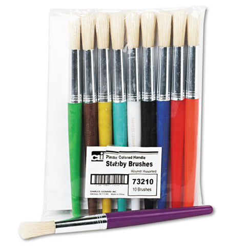 Stubby Brush Set, Natural Bristle, Round, 10-set