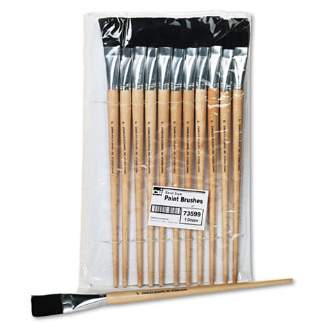 Long Handle Easel Brush, Size 22, Natural Bristle, Flat, 12-pack