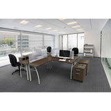 Trento Line L-shaped Desk, 59.13" X 59.13" X 29.5", Mocha-gray