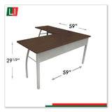 Trento Line L-shaped Desk, 59.13" X 59.13" X 29.5", Mocha-gray