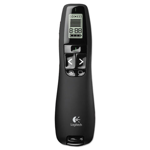R800 Wireless Laser Presentation Remote W-lcd Display, 100 Ft Range, Matte Black