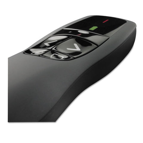 R400 Wireless Presentation Remote With Laser Pointer, 50 Ft. Range, Matte Black