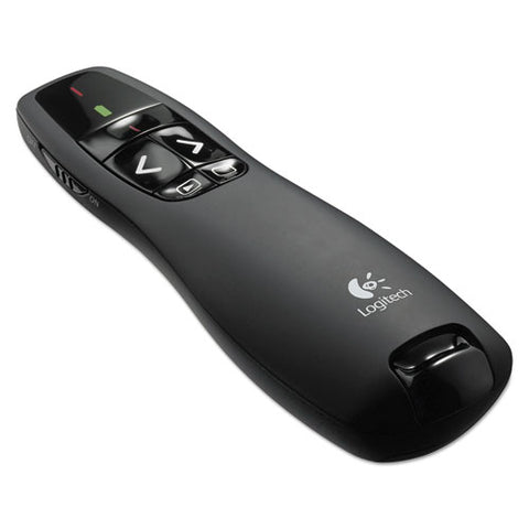 R400 Wireless Presentation Remote With Laser Pointer, 50 Ft. Range, Matte Black