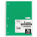 Spiral Notebook, 1 Subject, Medium-college Rule, Assorted Color Covers, 10.5 X 7.5, 70 Sheets