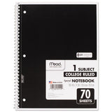 Spiral Notebook, 1 Subject, Medium-college Rule, Assorted Color Covers, 10.5 X 7.5, 70 Sheets