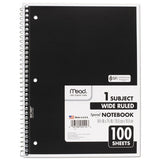 Spiral Notebook, 1 Subject, Wide-legal Rule, Assorted Color Covers, 10.5 X 7.5, 100 Sheets