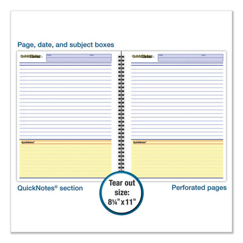 Wirebound Guided Business Notebook, Quicknotes, Dark Gray, 11 X 8.5, 80 Sheets