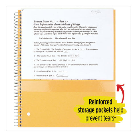 Wirebound Notebook, 5 Subjects, College Rule, Assorted Color Covers, 11 X 8.5, 200 Sheets