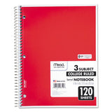 Spiral Notebook, 3 Subjects, Medium-college Rule, Assorted Color Covers, 11 X 8, 120 Sheets