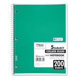Spiral Notebook, 5 Subjects, Medium-college Rule, Assorted Color Covers, 11 X 8, 200 Sheets