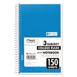Spiral Notebook, 3 Subjects, Medium-college Rule, Assorted Color Covers, 9.5 X 5.5, 150 Sheets