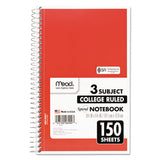 Spiral Notebook, 3 Subjects, Medium-college Rule, Assorted Color Covers, 9.5 X 5.5, 150 Sheets