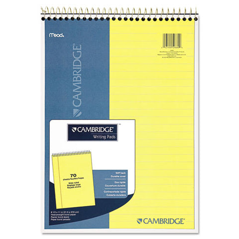 Stiff-back Wire Bound Notebook, 1 Subject, Wide-legal Rule, Canary-blue Cover, 8.5 X 11.5, 70 Sheets