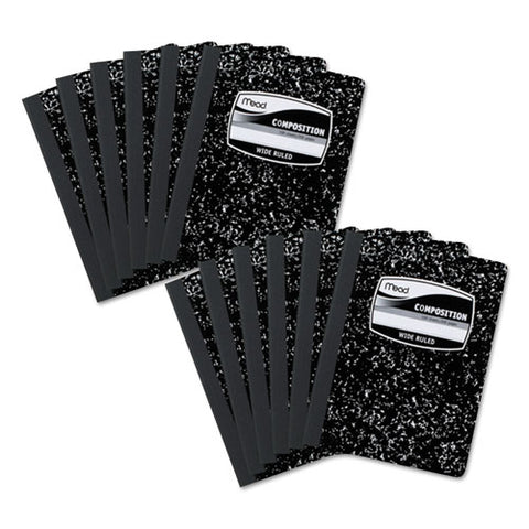 Square Deal Composition Book, Wide-legal Rule, Black, 9.75 X 7.5, 100 Sheets, 12-pack