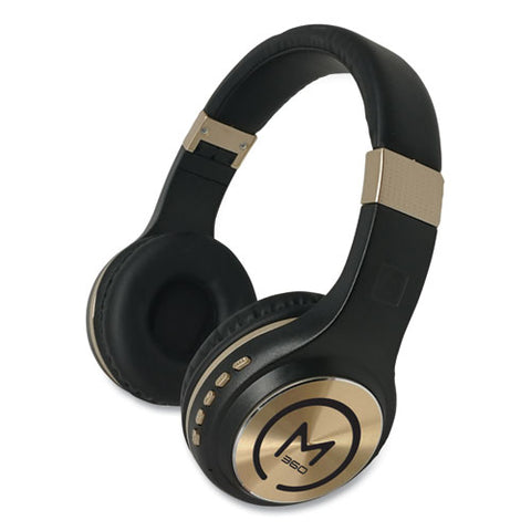 Serenity Stereo Wireless Headphones With Microphone, Black With Gold Accents