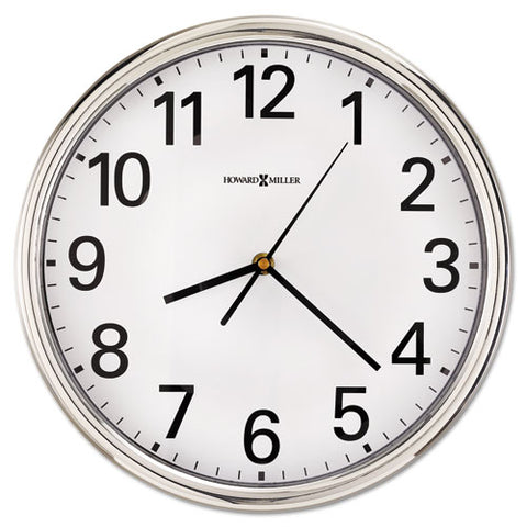 Hamilton Wall Clock, 12" Overall Diameter, Silver Case, 1 Aa (sold Separately)